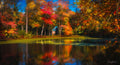 Autumn House on Pond, Long Island