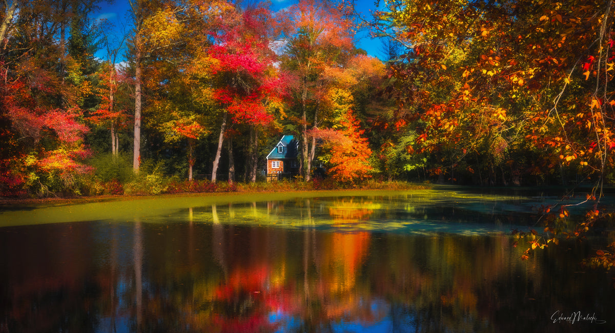Autumn House on Pond, Long Island